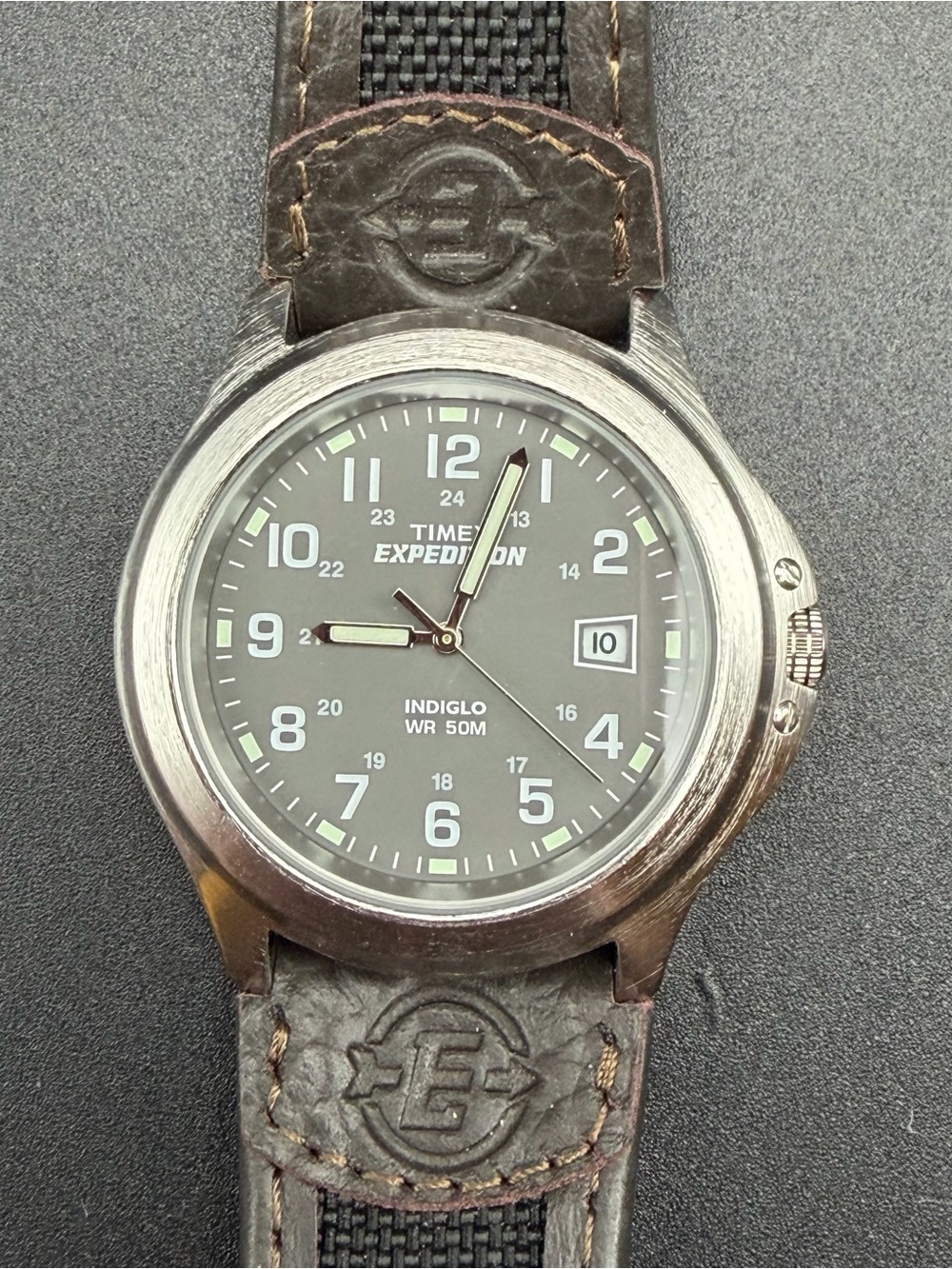 Timex Expedition Watch CR2016 cell T40091 Indiglo Leather #W05 - Picture 3 of 13